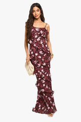 Floral One Shoulder Ruffle Maxi Dress