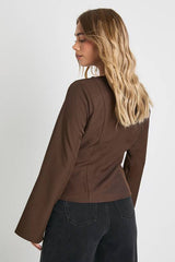 Plunge Cowl Neck Top