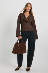 Plunge Cowl Neck Top