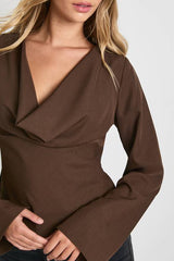 Plunge Cowl Neck Top