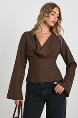 Plunge Cowl Neck Top