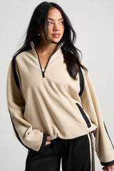 Contrast Panel Half Zip Funnel Neck Sweatshirt