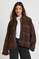 Square Printed Teddy Button Up Jacket