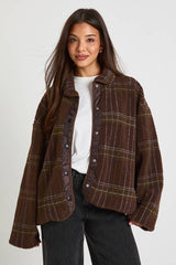 Square Printed Teddy Button Up Jacket