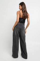 High Waist Panel Insert Super Wide Leg Jeans