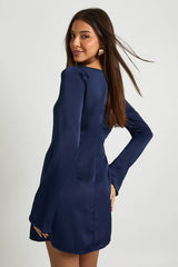 Square Neck Satin Shift Dress