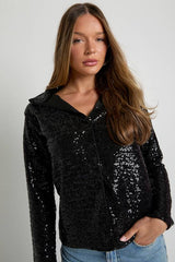Sequin Oversized Button Through Shirt