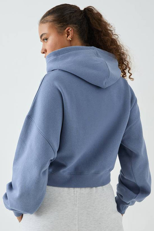 DSGN Studio Contrast Script Boxy Crop Zip Through Hoodie
