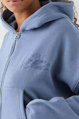 DSGN Studio Contrast Script Boxy Crop Zip Through Hoodie