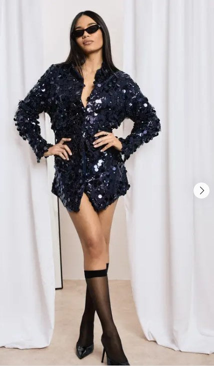 Sequin Disc Shirt Dress