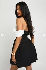 💎 Elegant Contrast Draped Mini Dress