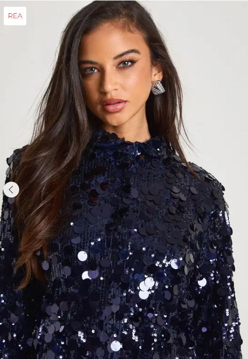 Sequin Disc Shirt Dress