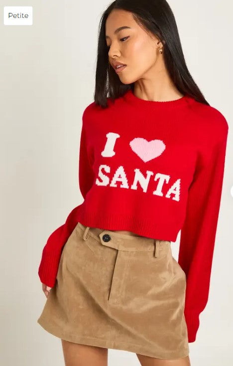 Petite “I ❤️ Santa” Christmas Sweater