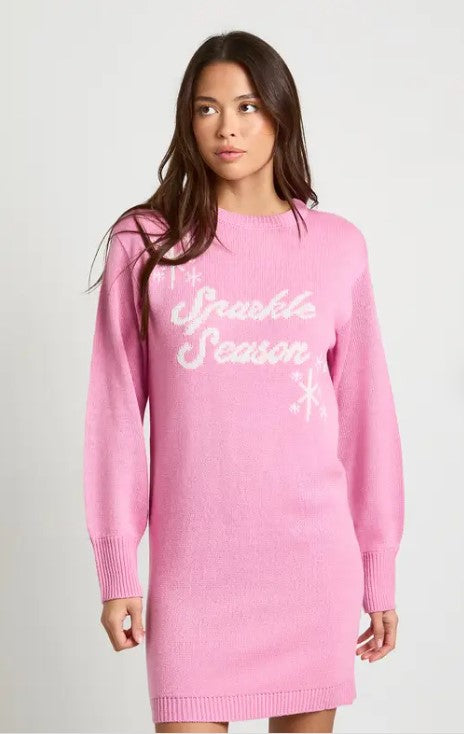 Sparkle Season Shimmer Knit Christmas Mini Dress