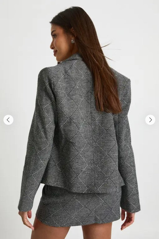 Premium Double-Breasted Herringbone Blazer