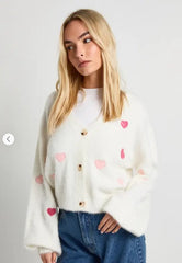 Cozy Heart Embroidered Oversized Cardigan