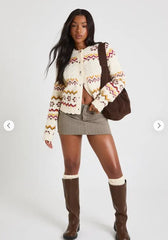 Eliana Paris Winter Fair Isle Cable Cardigan