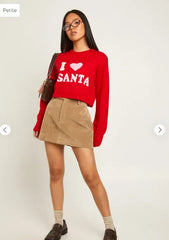 Petite “I ❤️ Santa” Christmas Sweater
