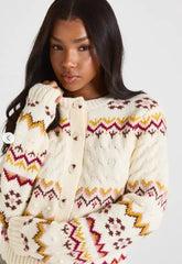 Eliana Paris Winter Fair Isle Cable Cardigan