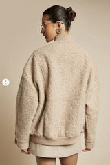 Textured Wool-Look Bomber