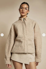 Textured Wool-Look Bomber