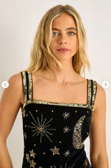 Luxe Beaded Velvet Square-Neck Mini Dress