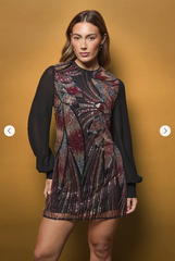 💐 Petal Embellished Long-Sleeve Mini Dress