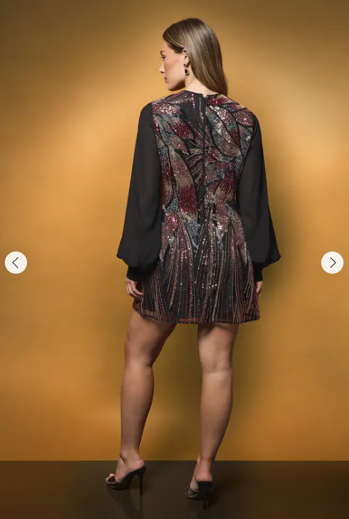 💐 Petal Embellished Long-Sleeve Mini Dress