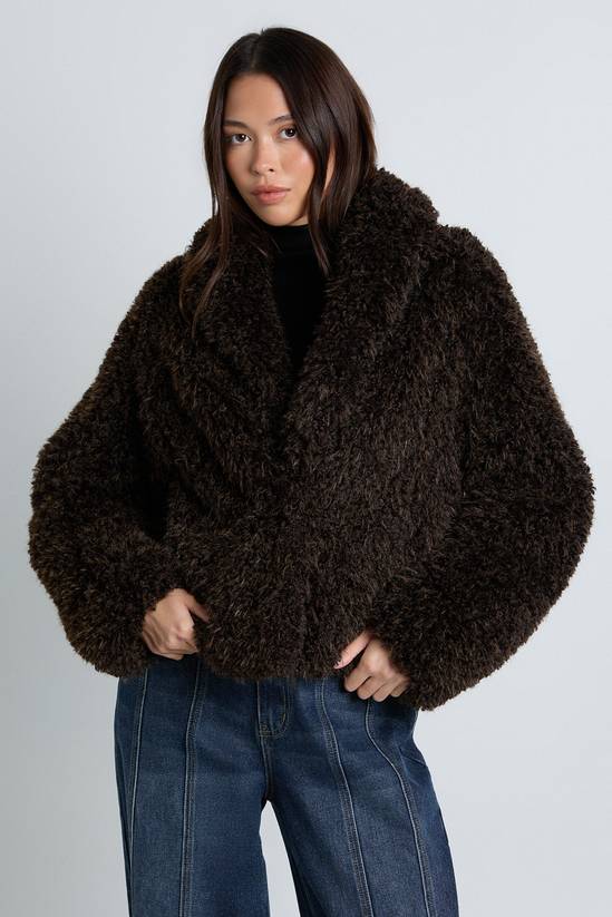 Shawl Collar Faux Fur Coat