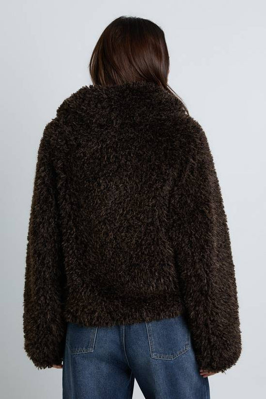 Shawl Collar Faux Fur Coat