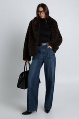 Shawl Collar Faux Fur Coat
