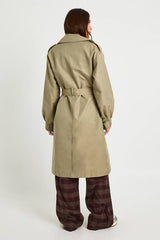 Trench coat with sleeve detail and belt