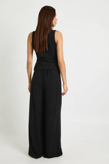 Crinkle Rib Wide Leg Trouser