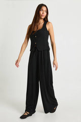 Crinkle Rib Wide Leg Trouser