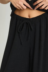 Crinkle Rib Wide Leg Trouser
