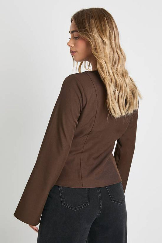 Plunge Cowl Neck Top