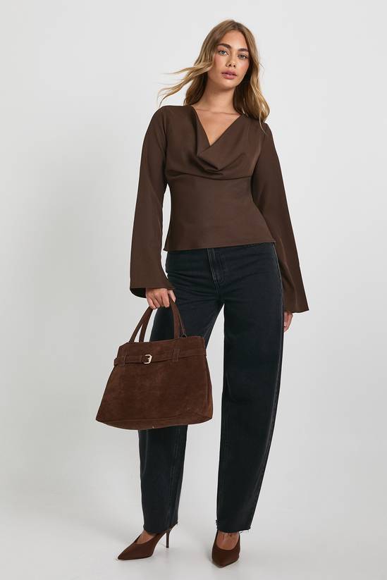 Plunge Cowl Neck Top