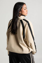 Contrast Panel Half Zip Funnel Neck Sweatshirt