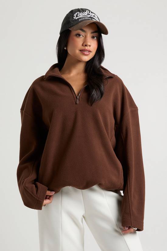 Polar Fleece Half Zip Funnel Neck Sweatshirt