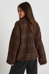 Square Printed Teddy Button Up Jacket