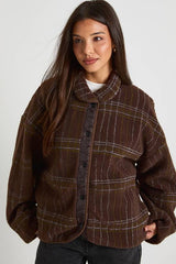 Square Printed Teddy Button Up Jacket