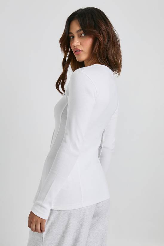 Ribbed Longline Popper Front Top