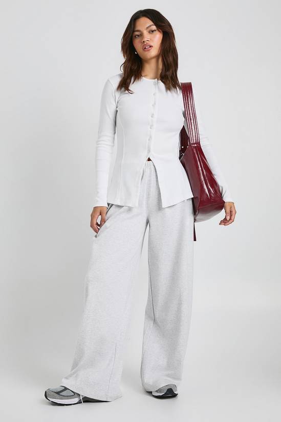 Ribbed Longline Popper Front Top