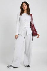 Ribbed Longline Popper Front Top