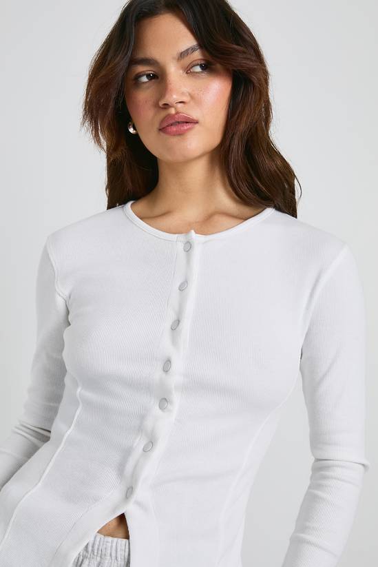 Ribbed Longline Popper Front Top