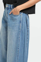 High Waist Panel Insert Super Wide Leg Jeans