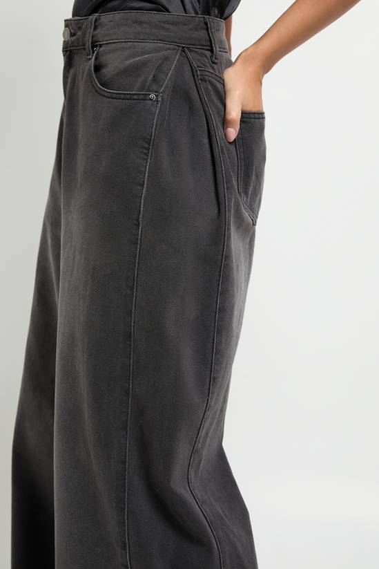 High Waist Panel Insert Super Wide Leg Jeans