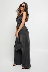 High Waist Panel Insert Super Wide Leg Jeans