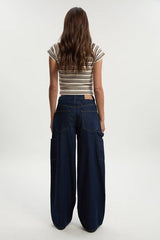High Waist Loose Fit Carpenter Wide Leg Jean