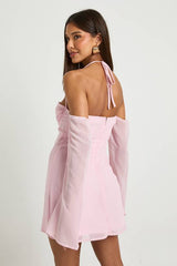 Chiffon Long Sleeve Mini Dress